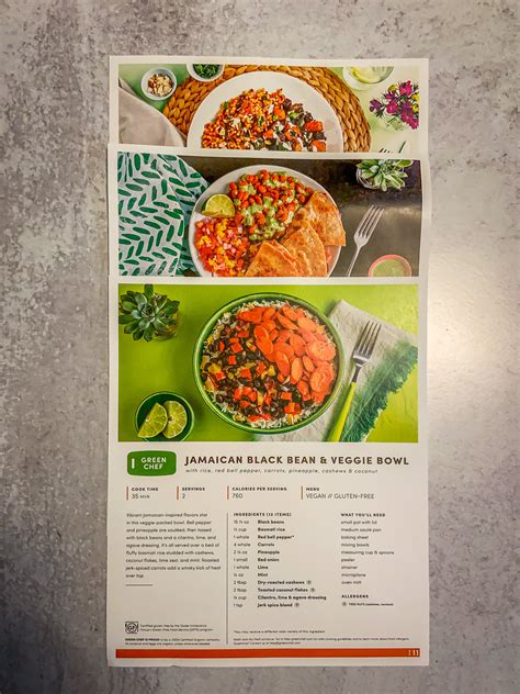 green chef recipe cards